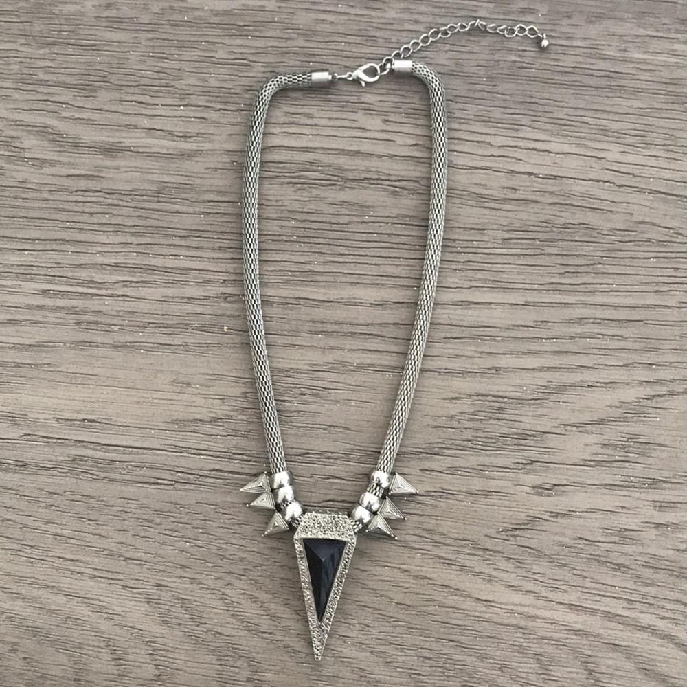 Black silver spike necklace